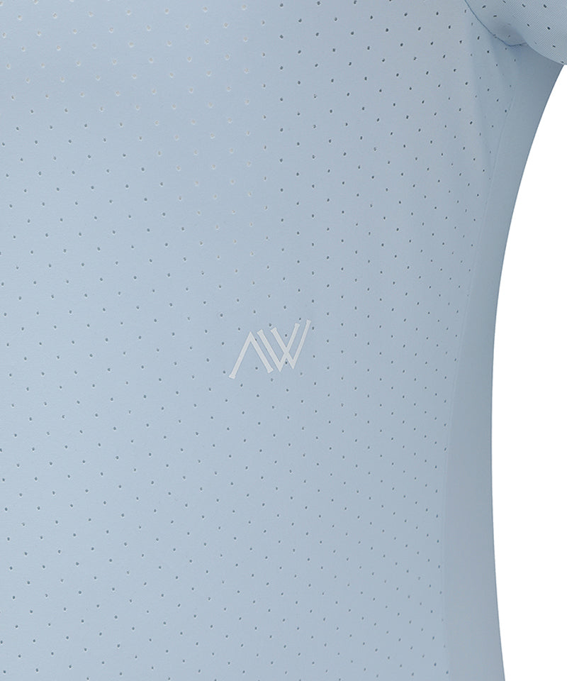 Women's Back Ventilation Logo Tape Point Long T-Shirt - S/Blue