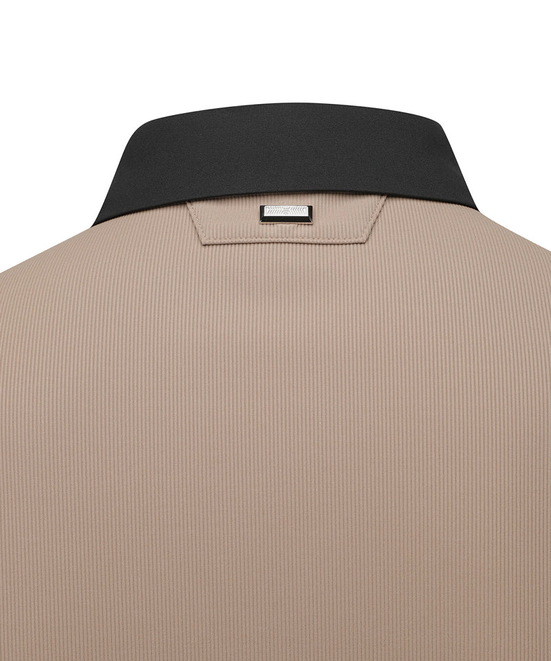 Men's Neck Point Long T-Shirt - Beige