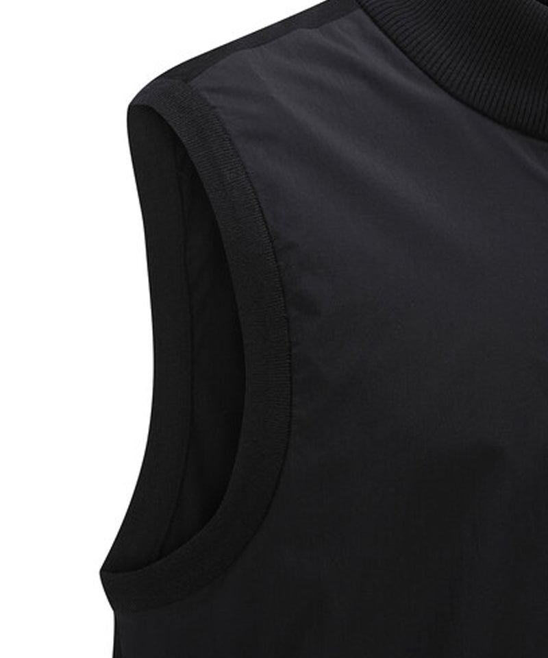 Men's Wooven Mixed Knit Vest - Black
