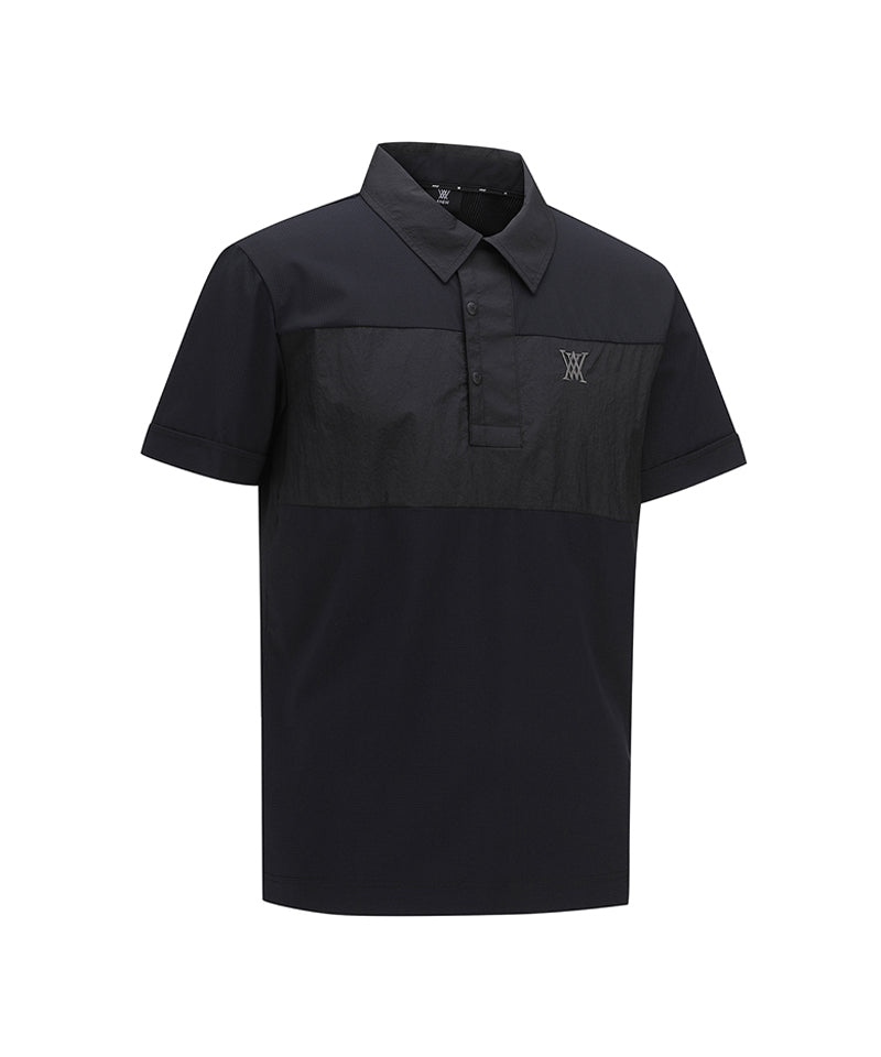 Men Wooven Patch Point Short T-Shirt - Black