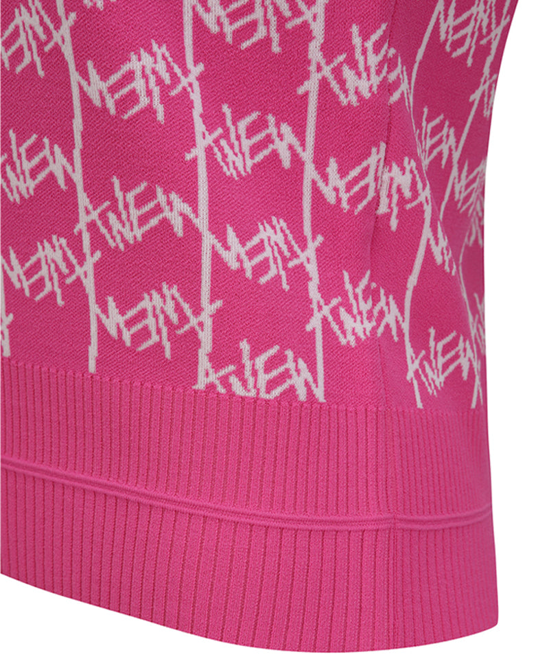 ANEW Golf Women's SM Logo Pattern Short Sleeve Sweater - Hot