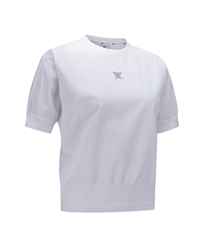 Women Mesh Block Short T-Shirt - White
