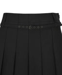 Women's Buckle Point Pleats Skirt - Black