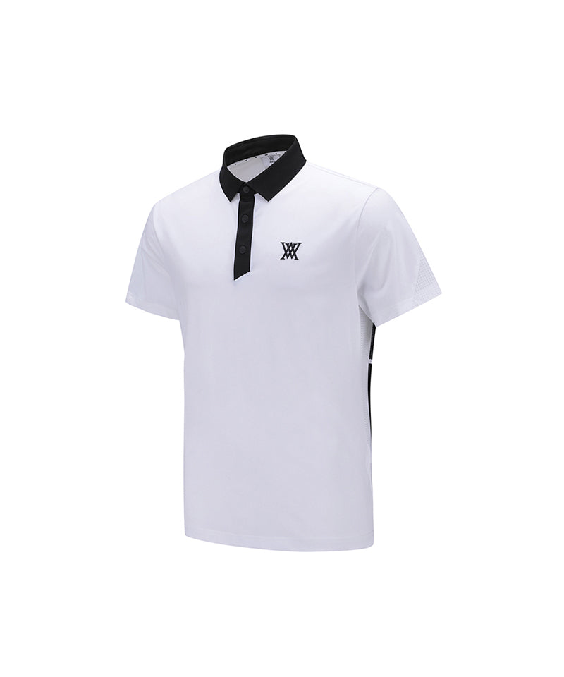 Men Back Fabric Block Short T-Shirt - White