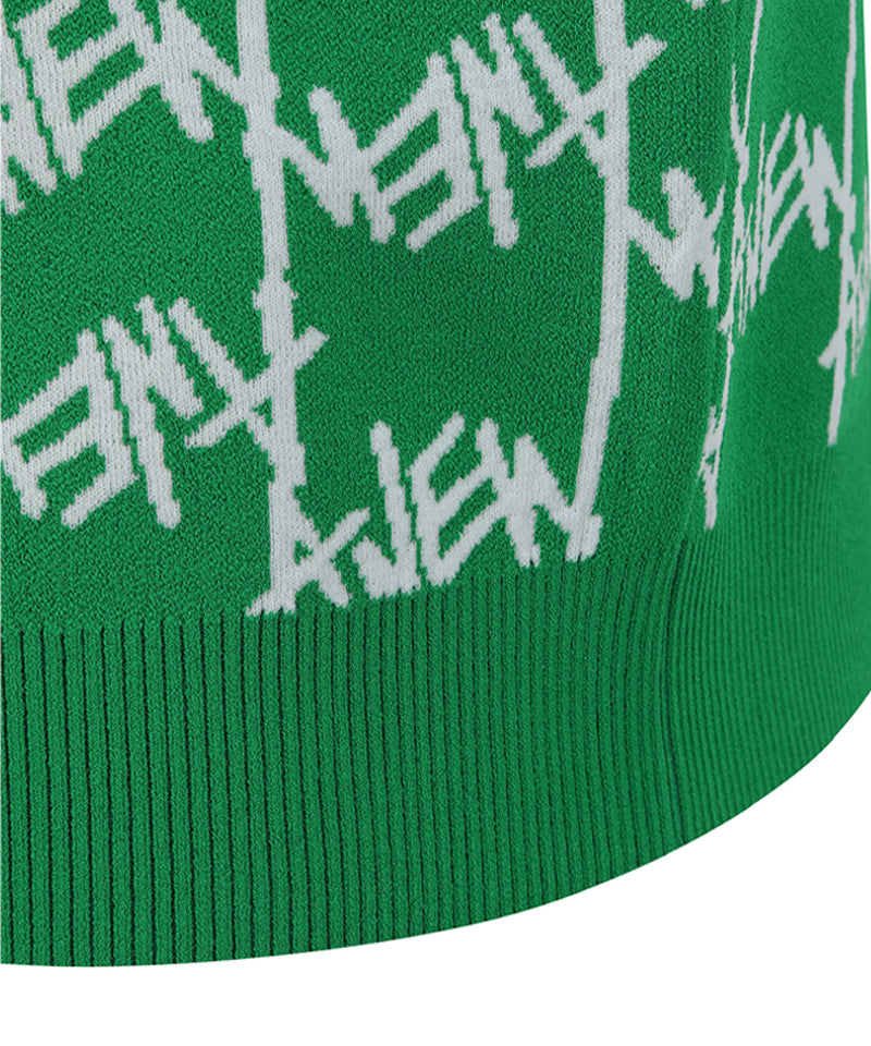 ANEW GOLF Men's SM  Logo Pattern Short Round Sleeve Sweater - Green