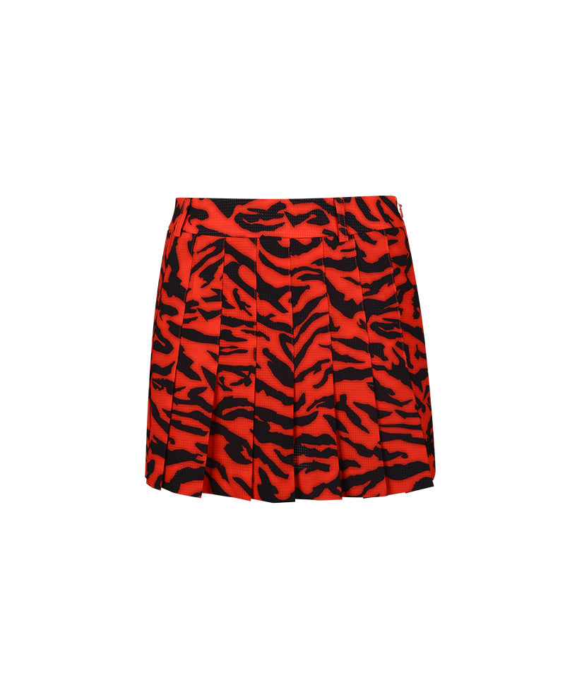 Women's Camo Pleats Skirt - Red