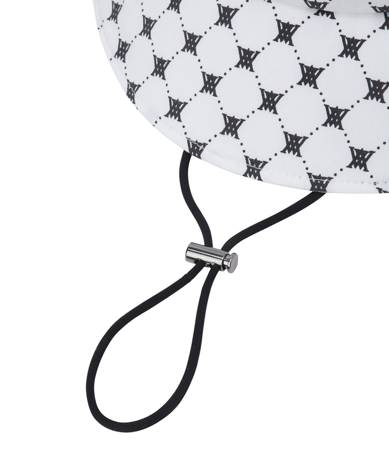Unisex Monogram Pattern Bucket Hat - White