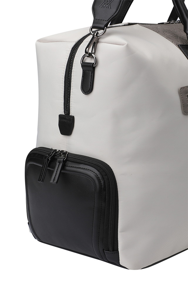 Uni Logo Intaglio Boston Bag - Beige