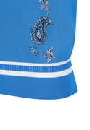 Women's Paisley Hooded Short Sleeve Sweater - Blue