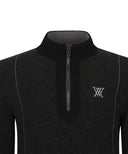 Men's Two Tone Half Zip-Up Pullover - Black