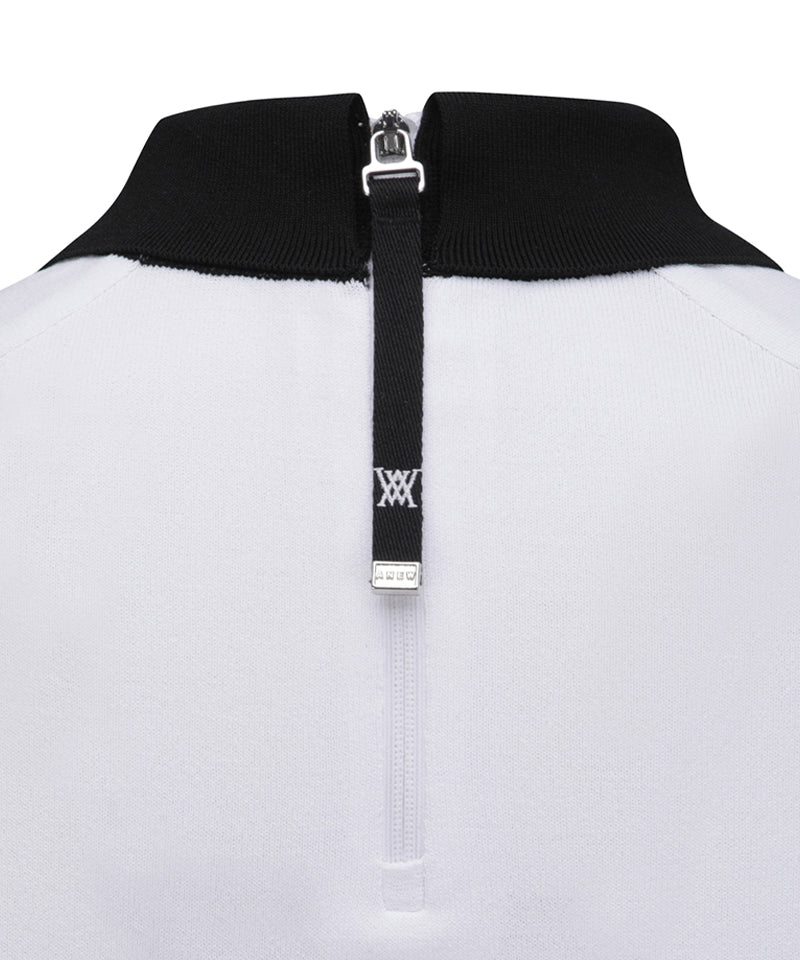ANEW Golf Women's SM Mesh Patch Short Sleeve Sweater - White