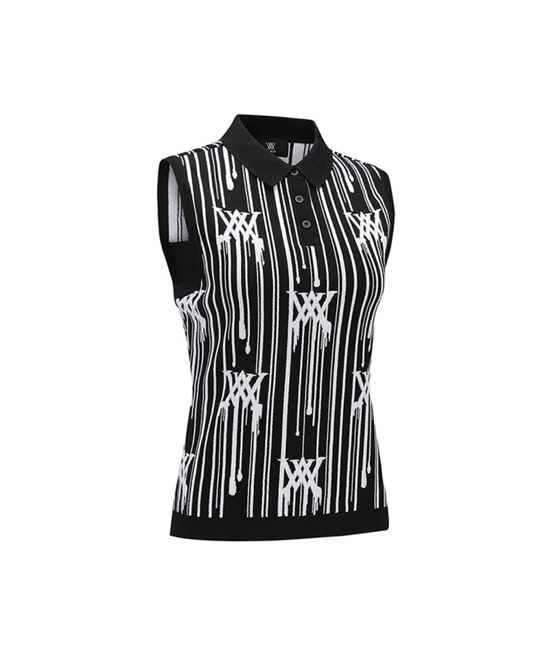 Women Rain Logo Sleeveless Sweater - Black