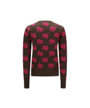 Women's Logo Pattern Jacquard Pullover - Dark Brown