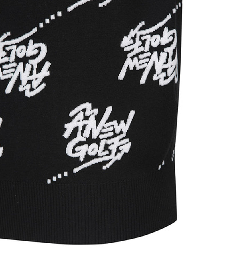 Men's Logo Pattern Jacquard Pullover - Black