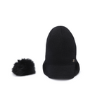 Women's Knit Pom Cap - Black