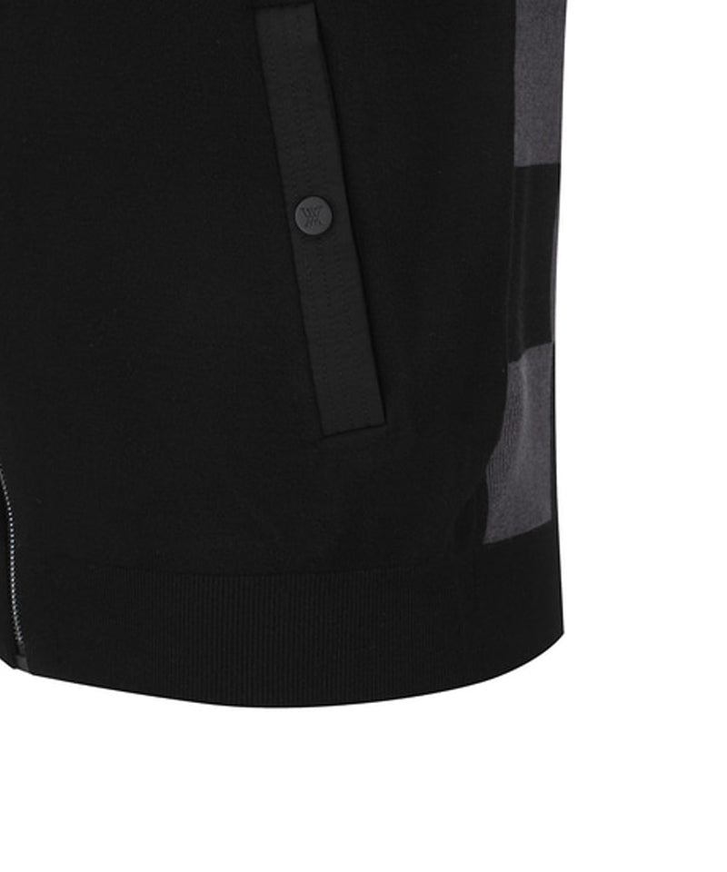 Men's Black Check Board Cardigan - Black