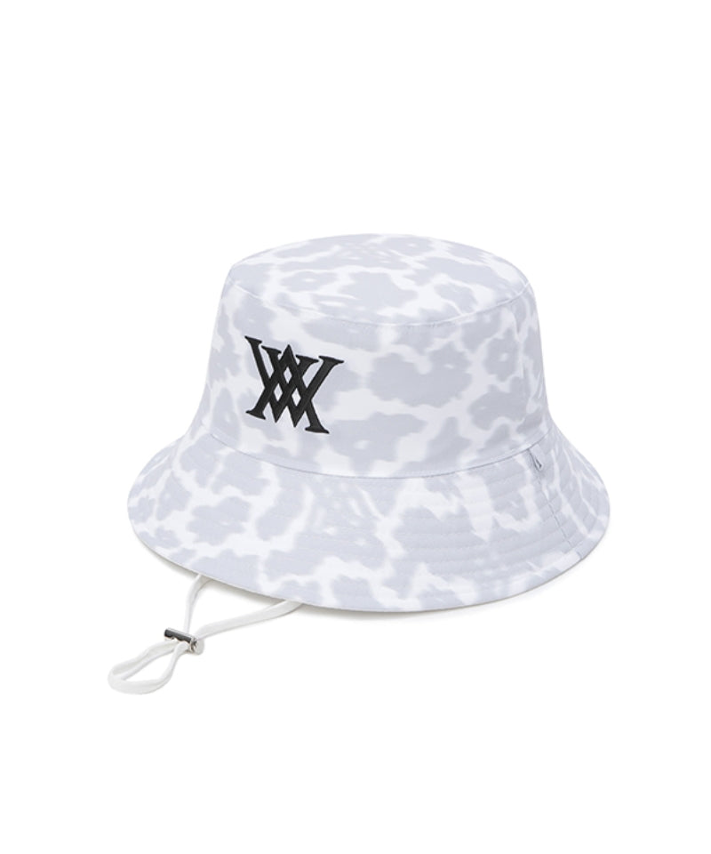 Unisex Flower Pattern Reversible Bucket Hat - White