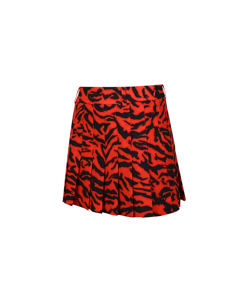 Women's Camo Pleats Skirt - Red