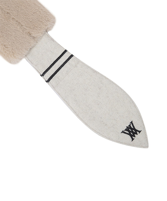 Pitite Knit Fur Muffler - Beige