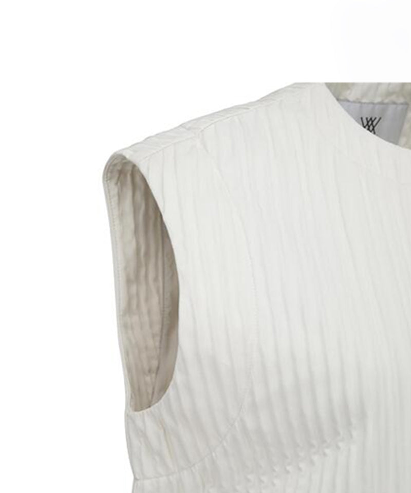 Women's Pocket Pleats Point Vest - Ivory