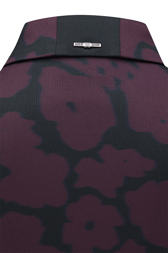 ANEW Golf Women's FA Flower Pattern Short T-Shirt - Burgundy