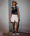 Women's Blocks Medium Neck Socks - Black