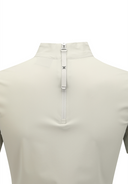Women's Back Zip Mock Neck T-Shirt - Light Khaki