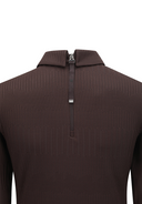 Women's Sold Back Zip Long T-Shirt - Brown