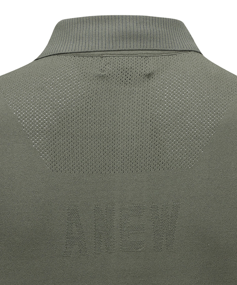 ANEW GOLF Men's SM Logo Point Short Sleeve Sweater - Light Khaki
