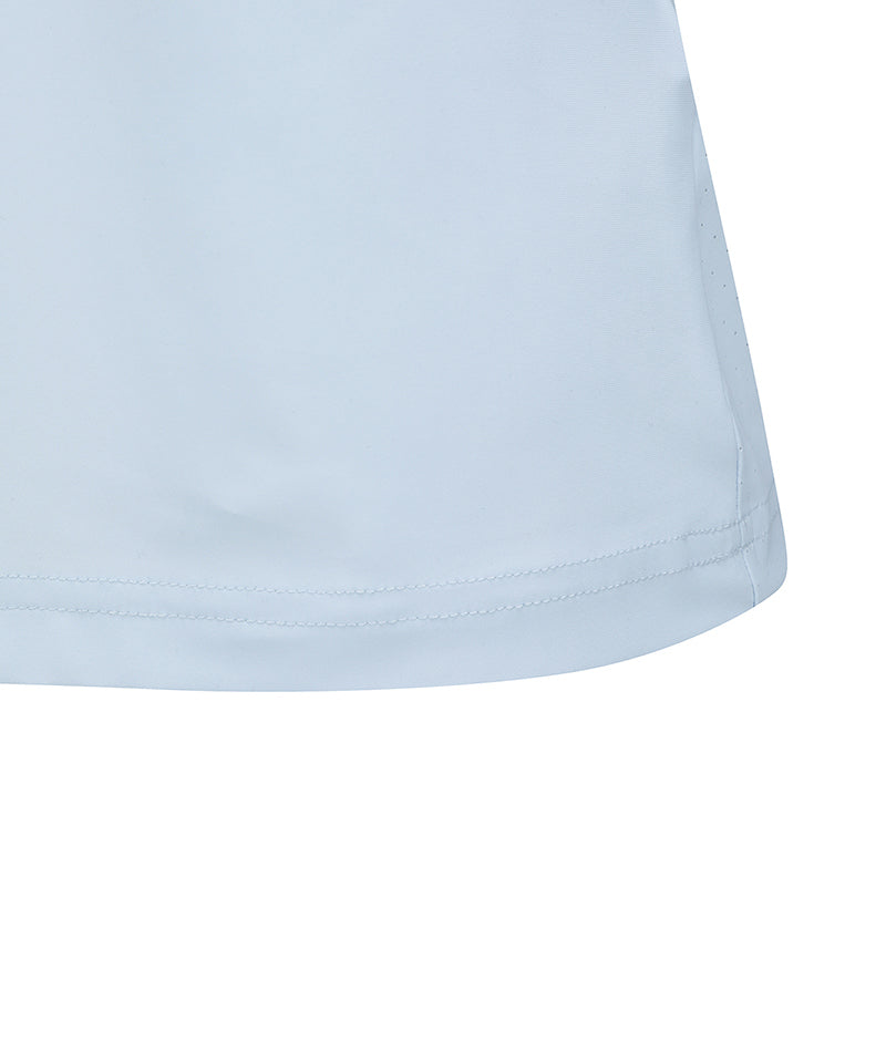 Women's Back Ventilation Logo Tape Point Long T-Shirt - S/Blue