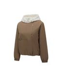 Women's Detachable Hood Padded Anorak - Camel