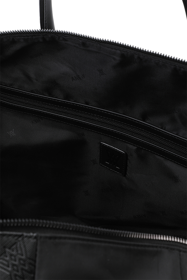 Uni Logo Intaglio Boston Bag - Black