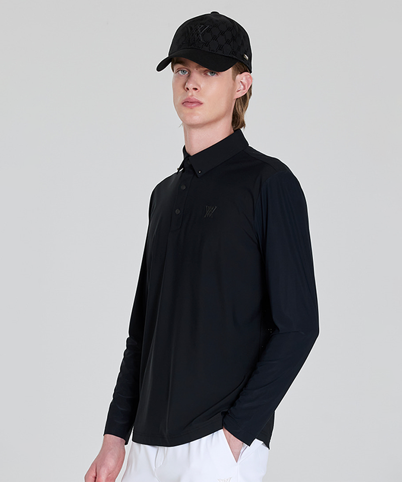 Men's SM Back Air Dot Long T-Shirt - Black