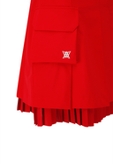 Women's Layered Pleats Skirt - Red