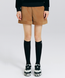 Women's Velvet High Waist Half Pants - Camel