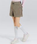 Women's Velvet High Waist Half Pants - Grey