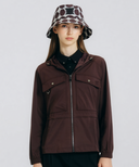 Women's Hooded Utility Safari Jacket - Brown