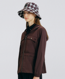 Women's Hooded Utility Safari Jacket - Brown