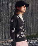 Women's Logo Knit Cardigan - Charcoal Grey
