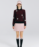 Women's Seasonal Pattern Collar Sweater - Burgundy