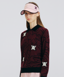 Women's Seasonal Pattern Collar Sweater - Burgundy