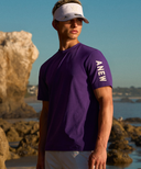 Men's Solid Round Short Sleeve T-Shirt - Purple