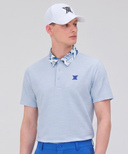 Men's Abstract Printed Polo T-Shirt - Ice Blue