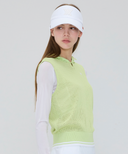 Women's Hooded Knit Vest - Lime
