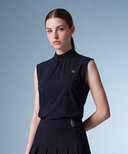 Women's Back Zip Mock Neck Vest - Black