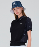 Women's Seasonal Pattern Half Zip T-Shirt - Black
