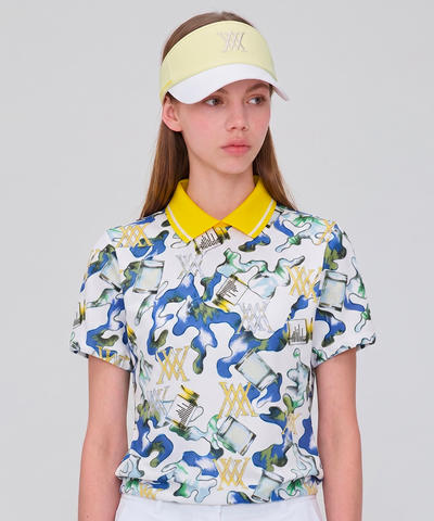 Women's Abstract Pattern Blouson T-Shirt - White