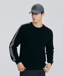 Men's Sleeve Tape Windproof Sweater - Black