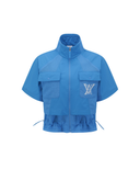 Women's Essential Short Sleeve Pleats Jacket - Blue