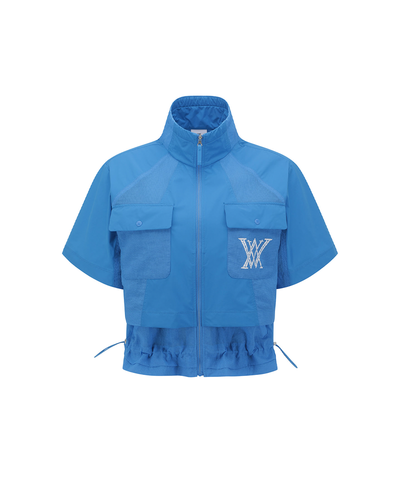 Women's Essential Short Sleeve Pleats Jacket - Blue